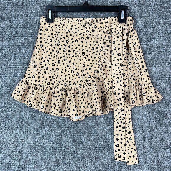 ILLA ILLA Shorts Womens Medium Leopard Print‎ Short Ruffled Faux Wrap Bottoms - Picture 1 of 9